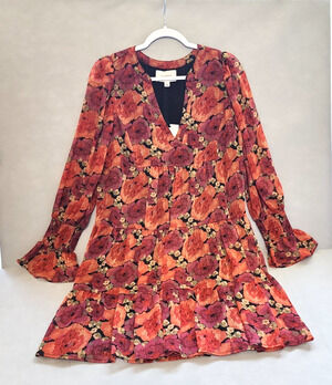 Pomander Place L Dress Rose Chiffon Babydoll Kenzo Long Sleeve Floral Tuckernuck